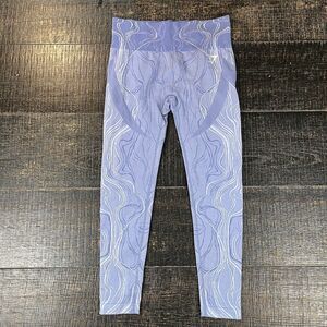 Seamless Jacquard Warm Workout Yoga Purple Leggings Women's Size 26